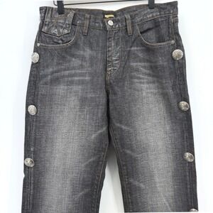 Manuel Jeans Mens 33x31 (Tag 34) Dark Wash Concho Button Designer Rockabilly
